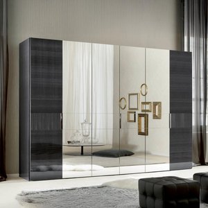 View Montecarlo wardrobe - 6 door - 4 mirror - grey koto high gloss