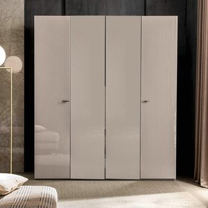 View Claire fluted wardrobe - 4 door - pearl line eco veneer high gloss