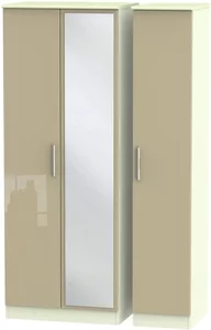 View Knightsbridge wardrobe - 3 door - 1 mirror - triple - tall - mushroom and cream
