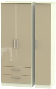 View Knightsbridge wardrobe - 3 door - lhf 2 drawer - triple - tall - mushroom and cream
