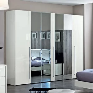View Dama italian bianca wardrobe - 6 door - with mirrors - white