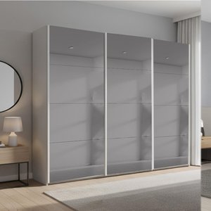 View Beluga extra sliding wardrobe - 271cm - 3 door - grey mirrored - silk grey
