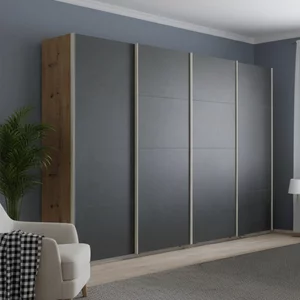 View Beluga extra sliding wardrobe - 271cm - 4 door - artisan oak & graphite