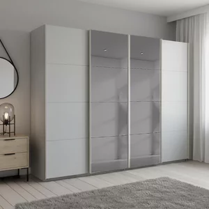 View Beluga extra sliding wardrobe - 271cm - 4 door - grey mirror - silk grey