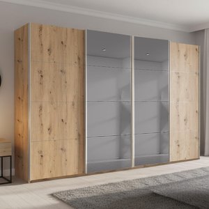 View Beluga extra sliding wardrobe - 361cm - 4 door - grey mirror - artisan oak