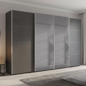 View Beluga extra sliding wardrobe - 361cm - 4 door - grey mirror - graphite