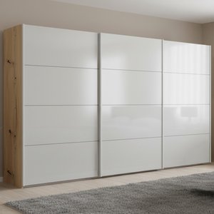 View Beluga extra sliding wardrobe - 406cm - 3 door - artisan oak & silk grey