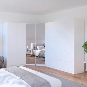View Costa wardrobe - 208cm - 8 door - l-shaped corner - alpine white