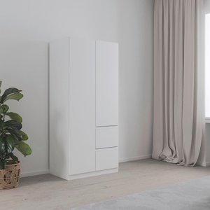 View Costa wardrobe - 91cm - 2 door - wardrobe with lhf drawers - alpine white