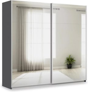 View Miramar type-3 sliding wardrobe - 226cm - 2 door - fully mirrored - graphite