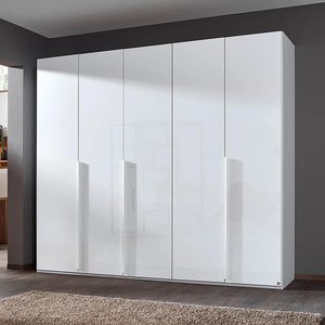View Purisma wardrobe - 251cm - 5 door - alpine white & crystal white glass
