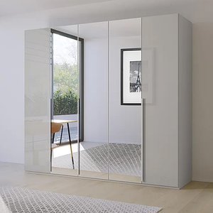 View Purisma wardrobe - 251cm - 5 door - mirror - silk grey glass