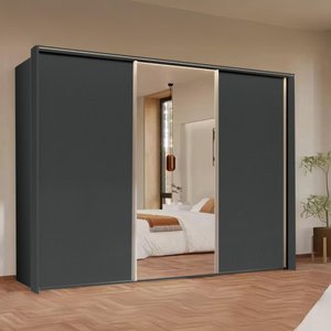 View Taro sliding wardrobe - 301cm - 3 door - mirror - graphite