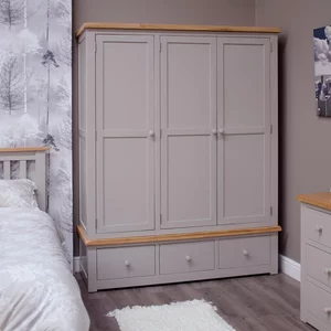 View Diamond painted wardrobe - 3 door - 3 drawer