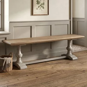 View Chateau dining bench - grey painted - pine