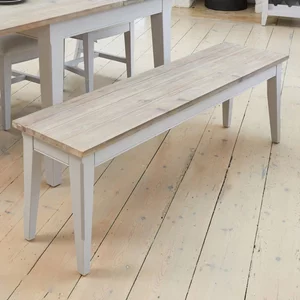 View Signature grey painted large dining bench