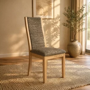 View Stockholm dining chair - set of 2 - high back - grey fabric - oak