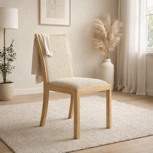 View Stockholm dining chair - set of 2 - low back - natural fabric - oak