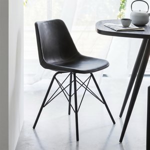 View Loft dining chair - set of 2 - black - leather and metal