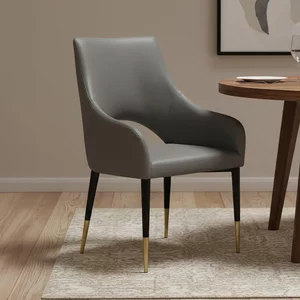 View Gilden dining chair - set of 2 - grey faux leather with black legs