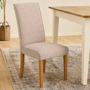 View Valencia dining chair - set of 2 - cream chenille and natural - fabric and wood