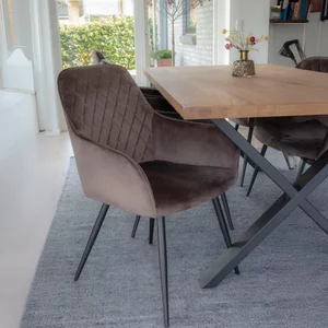 View Harbo dining chair - set of 2 - light brown - velvet fabric