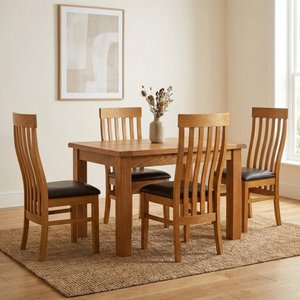 View Somer extending dining set - 4-6 seater - 120cm-153cm - oak - 4 toulouse slatted back dining chair View Somer extending dining set - 4-6 seater - 120cm-153cm - oak - 4 toulouse slatted back dining chair