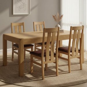 View Curve dining set - extending 6-8 seater - 140cm-180cm - oak - 4 arizona slatted back dining chair View Curve dining set - extending 6-8 seater - 140cm-180cm - oak - 4 arizona slatted back dining chair