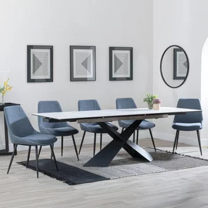 View Get 2 chairs free - clearance - hayden extending dining set - 160cm-240cm - white ceramic - darwin chair - dark grey fabric View Get 2 chairs free - clearance - hayden extending dining set - 160cm-240cm - white ceramic - darwin chair - dark grey fabric
