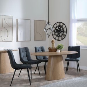 View Palma dining set - 6 seater - 180cm - oval - oak - corona dining chairs - light grey fabric View Palma dining set - 6 seater - 180cm - oval - oak - corona dining chairs - light grey fabric