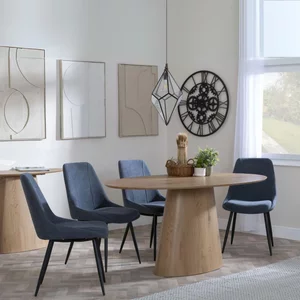 View Palma dining set - 6 seater - 180cm - oval - oak - darwin dining chairs - dark grey fabric View Palma dining set - 6 seater - 180cm - oval - oak - darwin dining chairs - dark grey fabric