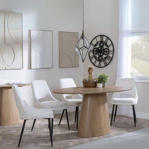 View Palma dining set - 6 seater - 180cm - oval - oak - peyton dining chairs - cream fabric View Palma dining set - 6 seater - 180cm - oval - oak - peyton dining chairs - cream fabric