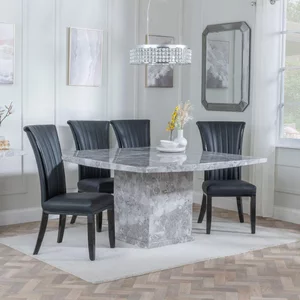View Clearance - turin dining set - 8 seater - 140cm - square - grey marble - cadiz dining chairs - black leather View Clearance - turin dining set - 8 seater - 140cm - square - grey marble - cadiz dining chairs - black leather