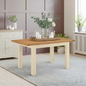 View Lundy extending dining table - 4-6 seater - 120cm-153cm - ivory painted