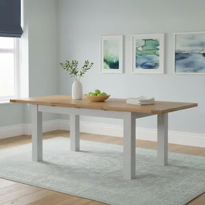 View Lundy extending dining table - 4-8 seater - 132cm-198cm - grey painted