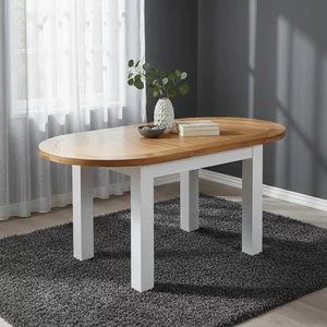 View Lundy oval extending dining table - 4-6 seater - 130cm-170cm - white painted