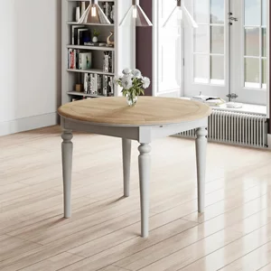 View Cromwell round extending dining table - 4-6 seater - 110cm-150cm - grey painted
