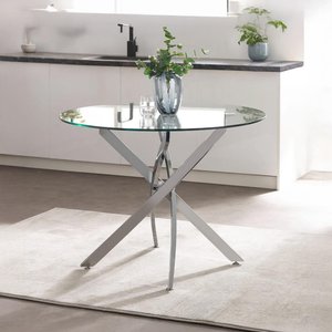 View Anderson dining table - 4 seater - 100cm - round - glass - chrome legs