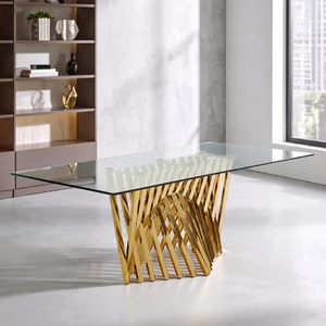 View Arezzo dining table - 8 seater - 200cm - clear glass with gold base