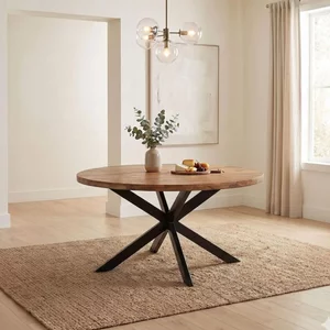 View Rocky dining table - 130cm - 4 seater - round - star base - natural - mango wood
