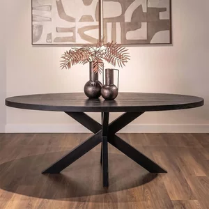 View Watson dining table - 235cm - 8 seater - oval - spider leg - black - oak and metal