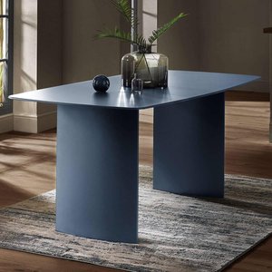 View Element dining table - 180cm - 6 seater - matt blue - glass and wood
