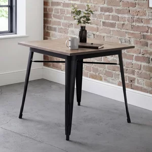 View Grafton dining table - 80cm - 2 seater - square - black - elm wood and metal View Grafton dining table - 80cm - 2 seater - square - black - elm wood and metal