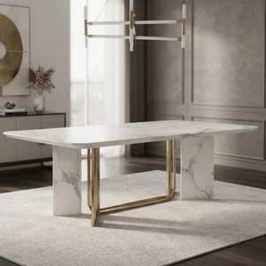 View Clearance - vieste dining table - 8 seater - 200cm - white - marble - fss16605 View Clearance - vieste dining table - 8 seater - 200cm - white - marble - fss16605