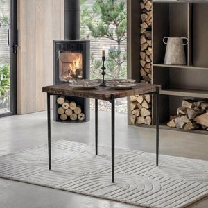 View Neil industrial dining table - 80cm - 2 seater - square - brown and black - wood and metal View Neil industrial dining table - 80cm - 2 seater - square - brown and black - wood and metal