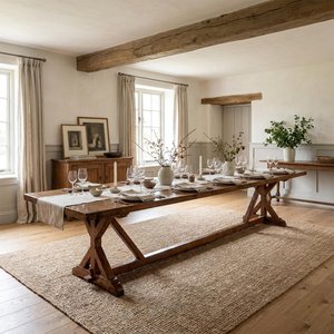View Unique one of a kind - refectory dining table - 500cm - 16 seater - brown - wooden View Unique one of a kind - refectory dining table - 500cm - 16 seater - brown - wooden