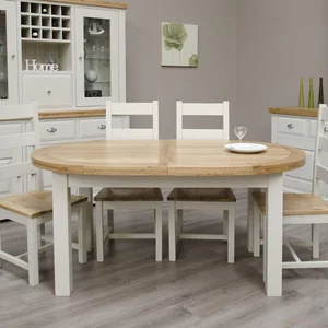 View Deluxe painted oval extending dining table - 6-10 seater - 167cm-247cm