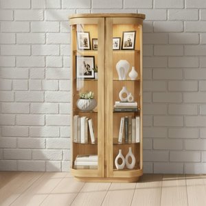 View Sorento high display cabinet - 2 glass door - oak