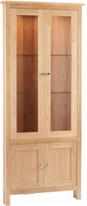 View Clearance - nimbus corner display cabinet - 4 door - glazed - satin oak - a598