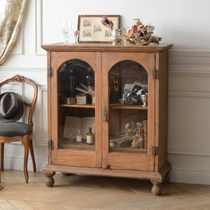 View Unique one of a kind - handcrafted display cabinet - arch - 2 door - glass and wood